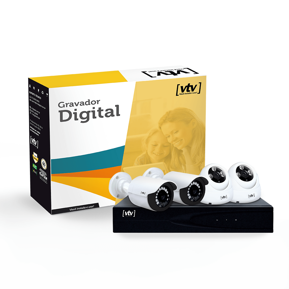 KIT DVR (gravador digital 5x1 1080p 8CH + HD 500GB + 4 câmeras Full HD)